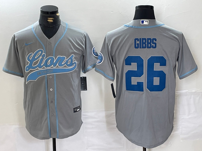Men's Detroit Lions Jahmyr Gibbs #26 Gray Jersey